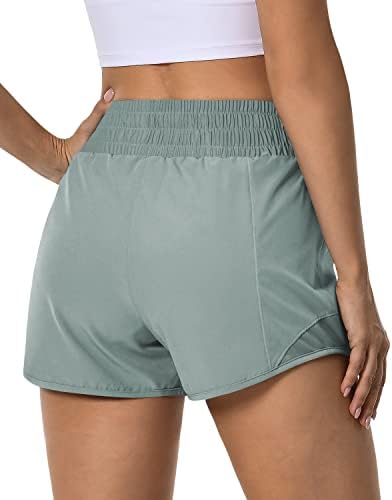 Спортни къси панталони AVGO за жените, бързо съхнещи Шорти за бягане с висока талия и Джобове, Еластични Спортни Шорти