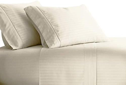H & H Decor Hotel Premium Комплект от 4 теми от египетски памук с шарките на райета 600 TC Размер дълбоки джобове 11-15