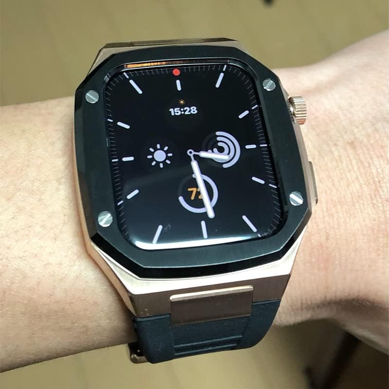 Каишка от каучук MAALYA за Apple Watch Band 6 SE 5 4 44 мм Луксозен комплект модификация iwatch 8 7 41 мм 45 мм Силиконов каучук с ръб от благородни метали (Цвят: 10 мм Златна закопчалка ра?