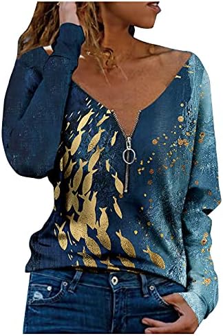 MKHSQHDG Дамска Блуза от окото на Трико с дълъг ръкав, Риза с открити Рамене, Кръгъл Отвор, Светкавица, Всекидневни