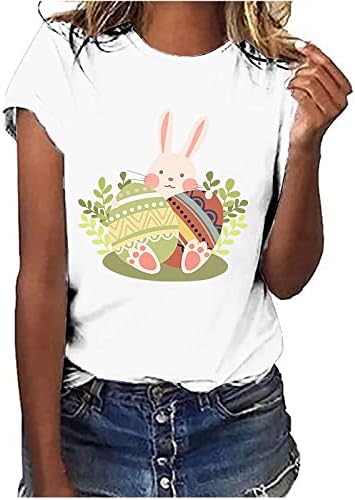 Dnuri/ Лятна Тениска За момичета, Тениски С образа на Привлекателен Заек, С кръгло деколте и Къс Ръкав, Базова Туника,