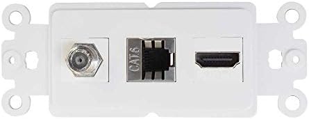 Коаксиална розетка JIEYI HDMI Ethernet Стенни панела с 2 порта 15-Амперной контакти + 1 Порт за Коаксиален кабел за телевизия F-тип + 1 HDMI порт + 1 порт CAT6 Keystone Jack (1 опаковка, 2 изхо?