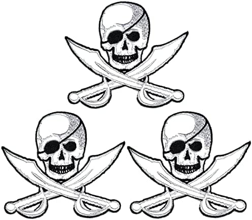 Салфетки плюс 3 бр. Пирати Череп Мечове Карикатура Децата Железни Ивици Дейности Бродирани Логото Облича Дънки, Якета, Шапки,