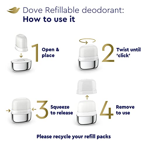 Комплект за зареждане на Дезодорант Dove за Еднократна употреба Дезодорант за жени с краставица и Зелен чай 0% Алуминий 1,13