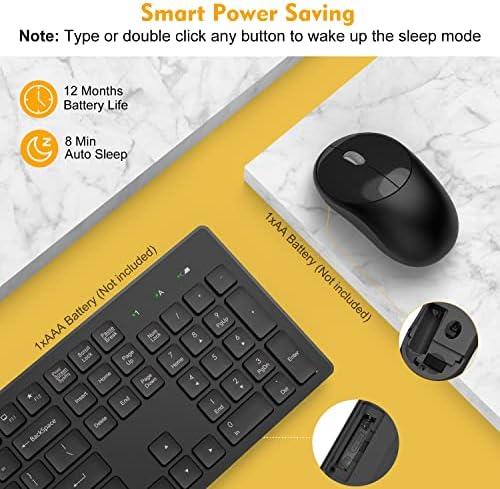 Комбинирана безжична клавиатура и мишка с 3-ма мишки, безжична компютърна клавиатура Trueque 2,4 Ghz и 3-ма копчета