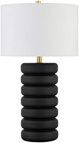 Настолна лампа Henn&Hart с керамично пузырьковым корпус с височина 25 см с Филтър абажуром Матово Черен/Латунного/Бял на