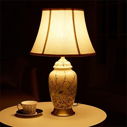 LYSLDH Китайската Керамична Настолна Лампа, Нощна лампа за Спални, Домашни Топли Медни Лампи за декориране на