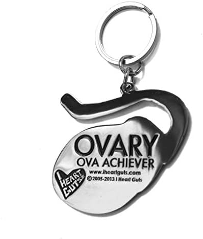 Ключодържател I Heart Черва Ovary - Яйцеклетките Achiever Метален Ключодържател с надпис Емайл 2 инча
