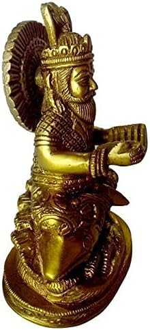БХАРАТ ХААТ Латунная статуя на хиндуисткия бог Синдхи Джулелала с Прекрасни дърворезби работа Индия BH00124