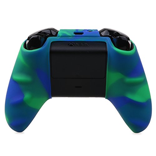 Силиконов калъф YoRHa Skin Case за Microsoft Xbox One X и Xbox One S Controller x 1 (синьо-зелен) с дръжки Pro за палеца 8 бр.