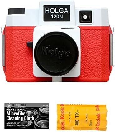 Филмът камера среден формат Holga 120N (бял) с пакет от филми Kodak TX 120 и кърпа от микрофибър