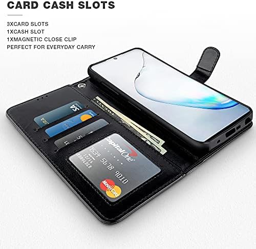 Чанта-портфейл Shields Up Galaxy Note 10 Plus, [Подвижни] Магнитен калъф-портфейл с отделения за карти и каишка на китката,