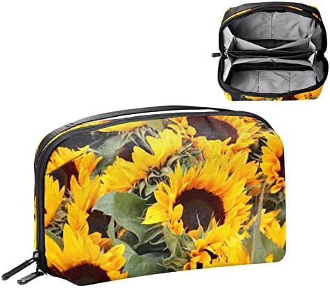 Косметичка с растителни слънчоглед за чантата си, преносим пътна чанта-органайзер за тоалетни принадлежности, косметичка