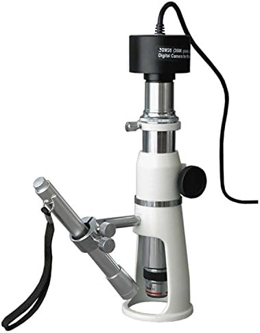 Цифров измервателен микроскоп AmScope H2510-M на преносима стойка, 20-кратно/50 пъти /100-кратно увеличение, зрително