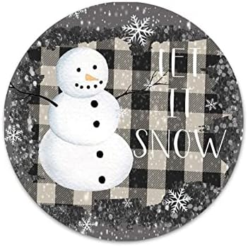 Нека вали Сняг, Черно-бели Карирани Венец във формата на Снежен човек, е Знак За Коледни и зимни Венци, 9 Инча,