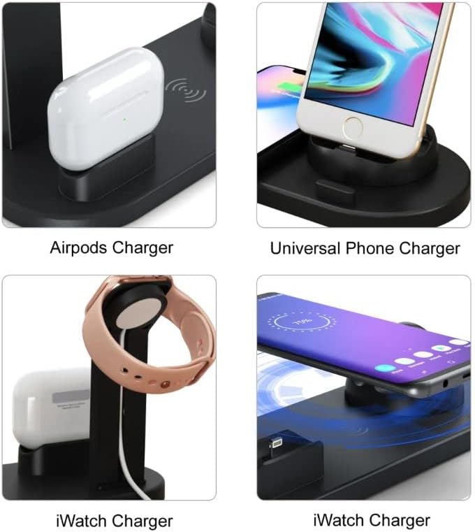 Безжично зарядно устройство, 6 в 1 Бързо Безжично Зарядно Устройство Apple iPhone AIRPOD за вашия Десктоп