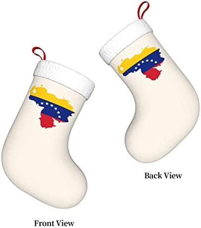 QG ZZX Знаме на Венецуела Карта Коледен Отглеждане на Коледни Чорапи, Окачен Чорап За Камина 18 Инча Празнична Украса