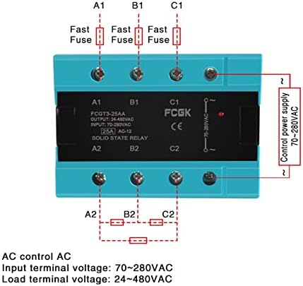 BGLH DA Трифазно твердотельное реле 25A 40A 100A на постоянен ток в променлив трифазни SSR 3-32 vdc 24-480 В (Цвят: AC Control