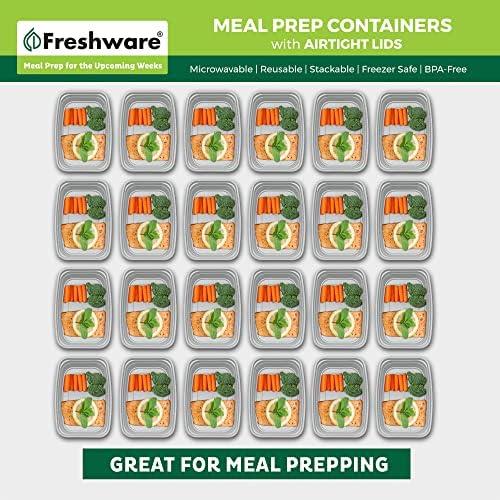 Съдове за приготвяне на храна Freshware [25 опаковки] Контейнери за съхранение на продукти от 1 на кабинета, с капаци,