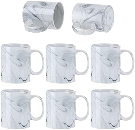 PYD Life 8 Опаковки Сублимационных Steins Заготовки 11 грама Чаши за Кафе със Сивата Мраморна Текстура Керамични Фотокружки