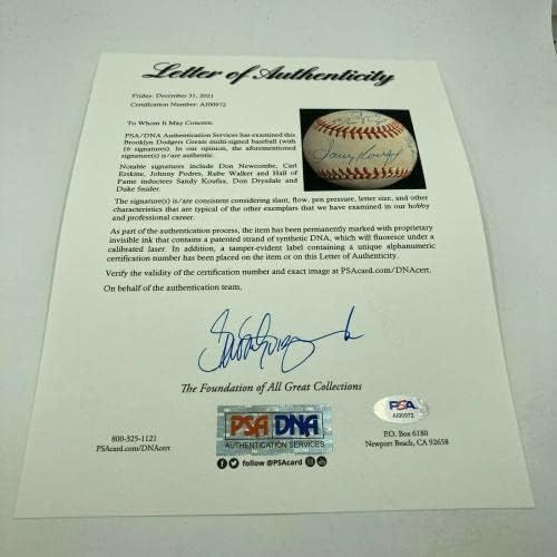 1956 Отбор на Шампионите на Бруклин Доджърс Подписа Бейзболен договор със Санди Куфаксом и Дон Драйсдейлом PSA - Бейзболни топки с автографи