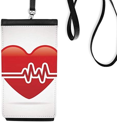 Дизайн На Шарката, Електрокардиограма На Сърцето Телефон В Чантата Си Портфейл Окачен Мобилен Калъф Черен Джоба