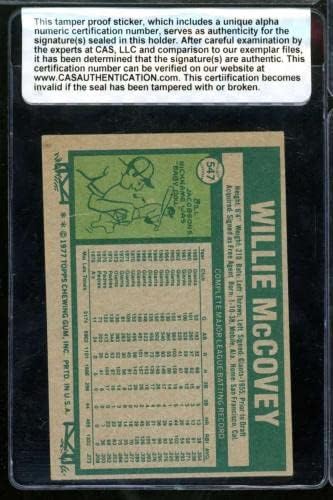 1977 Topps Уили Mccovey 547 Автограф Cas Автентичен W6297 - Бейзболни Картички с Автограф