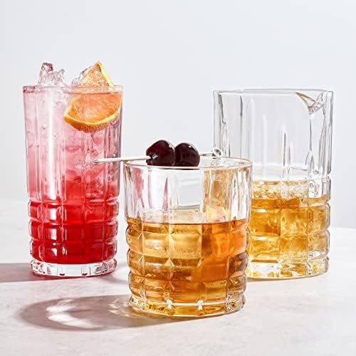 Чаша за смесване Viski Highland, 18 Мл, Бар Съдове от Кристал Квадратна Кройка, Аксесоари за Коктейли, Аксесоари