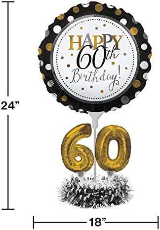 Творческа Обстановка с Въздушно топка с 60-годишнината, Централно Украса от Черни и златни цветове на рождения Ден на
