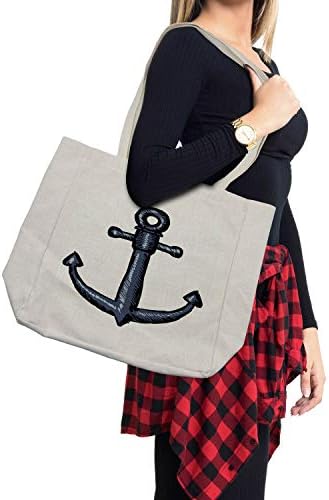 Пазарска чанта Ambesonne Anchor, Съвременно изображение на Котва, Дизайн в морски стил, Дългогодишна Множество чанта за