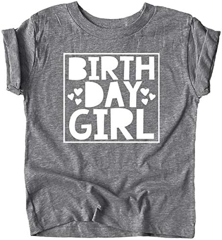 Тениски и Регланы за рожден Ден Olive Обича Apple Birthday Girl Square със Сърца за момичета на всяка възраст