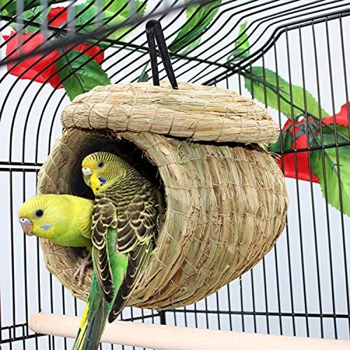 BWOGUE слама човек bird 's Nest Устойчив на Слама Къщичка от Естествени Влакна Птичето Гнездо Хижа Уютно Място за Отдих и за Отглеждане на Папагали Папагали Какаду, Големи