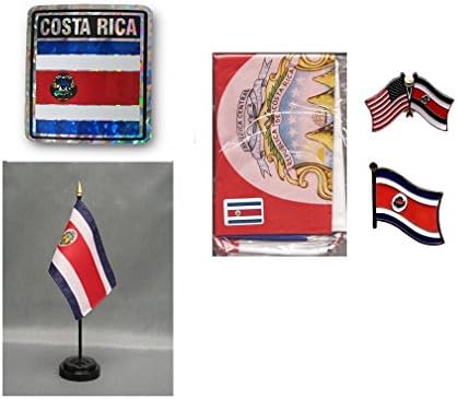 Набор от флагове MWS Costa Rica Heritage (Флаг 3x5, Стикер, Игли за ревери, Тенис на флаг) 3 'x5'