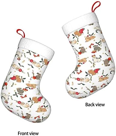 EKUIOP Коледен Отглеждане 10 Зайчета Носят Шапки на Дядо Коледа Подарък На Куки Коледни Чорапи за Коледа