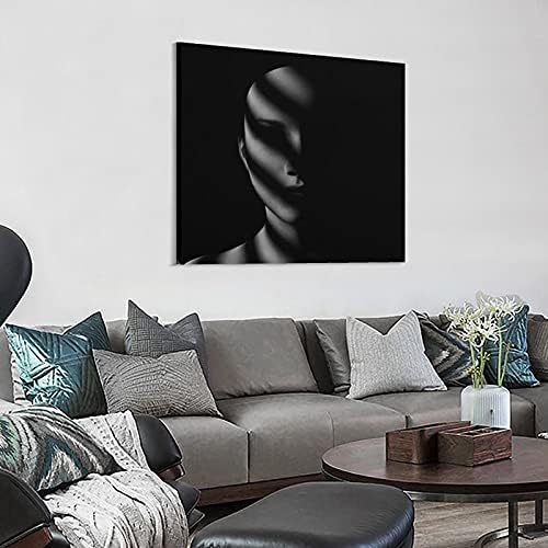 16x16 см (40x40 см) на Платното за Абстрактна Живопис Черно-бяла Модерна Художествена Живопис Дамски Стенни Художествена Живопис