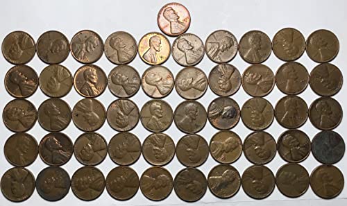 1957 D Линкълн Пшеничен Цент, Пени Ролка 50 Монети Пени Продавач Е Много Добър