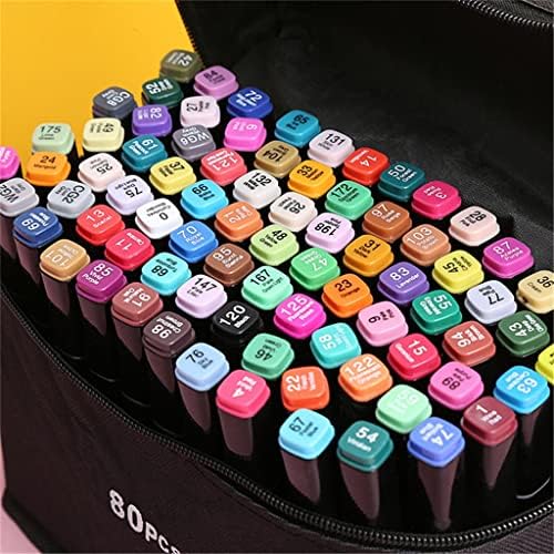 Комплект дръжки WALNUTA 60/80 Цветове, с двойна глава, Маркери на базата на маркери химикалки за рисуване на манга, Ученически