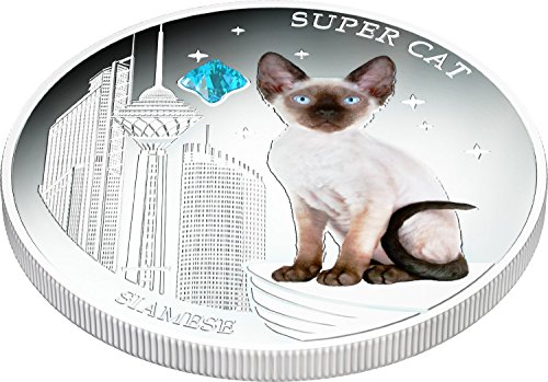 2013 на Фиджи - Кучета и Котки - брой 4 - Супер Котка - Сиамски - 1 унция - Сребърна монета - 2 долара, без да се прибягва