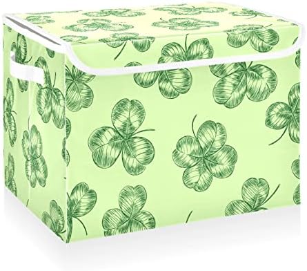 Кутии за съхранение CaTaKu Shamrock Clover с Капачки и дръжки, Текстилен Голям Контейнер За Съхранение, Кубическая