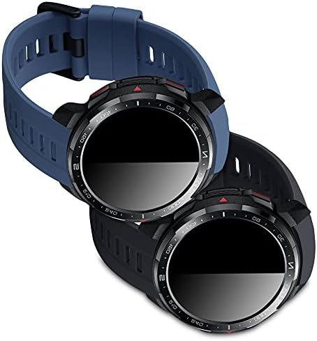 Въжета за часа kwmobile, съвместими с Честта Watch GS Pro - Комплект от 2 сменяеми силиконови презрамки - Черно / Тъмно синьо