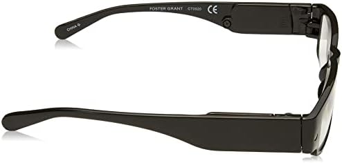 Foster Grant Мъжки слънчеви Очила за четене Lloyd Lightspecs с подсветка, Правоъгълни Очила за четене, Черен / Прозрачен,