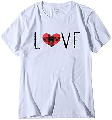 Тениска за Жени, по-Големи Размери, Риза за Свети Валентин Топ с Принтом Любов, Тениска с Къс Ръкав, Сладки Тениски с