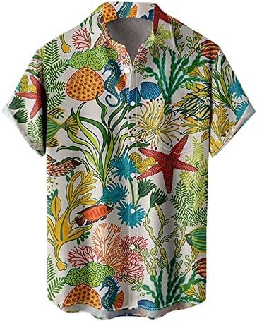 ZDDO Мъжки Хавайски Ризи, Летни Плажни Ризи с Копчета и Къс Ръкав Отложным яка с Флорални Принтом, Риза Aloha Свободно Намаляване