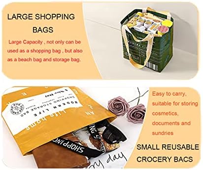 2 Опаковка Торби за Многократна употреба-тоут за пазаруване, Трайни Преносими Пазарски Чанти с дълга Дръжка