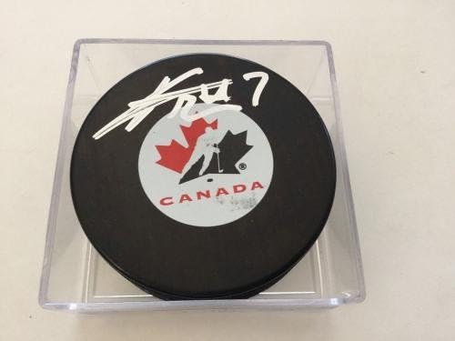 Кайл Террис подписа хокей шайба на националния отбор на Канада PSA DNA COA с автограф b - за Миене на НХЛ с автограф