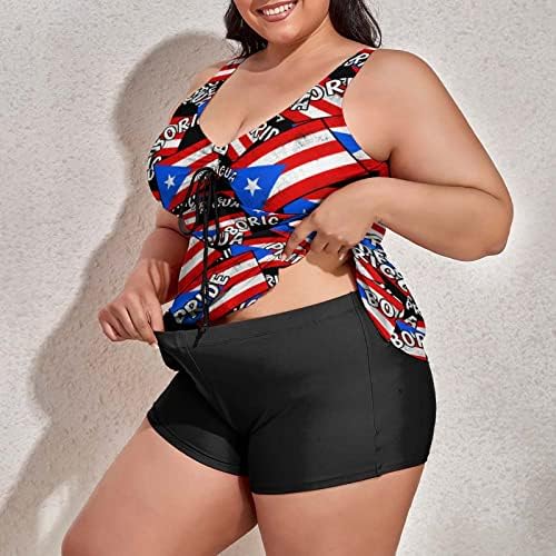 BAIKUTOUAN Реколта Boricua Гордостта на Пуерто Рико PR Флаг Плюс Размери Бански костюм за Жени От Две Части Vanny Комплект