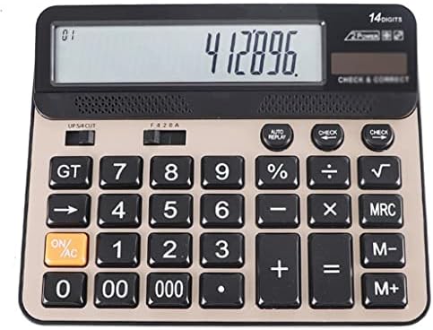 Настолен калкулатор QUUL 14-цифрен с Голям LCD дисплей и Чувствителна бутон Стандартна функция Двойно захранване