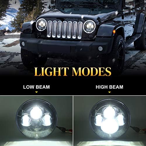 LX-LIGHT е Съвместим с Jeep Wrangler JK JKU 2007-2018 години на освобождаването, 7-цолови черни led светлини с 4-инчов
