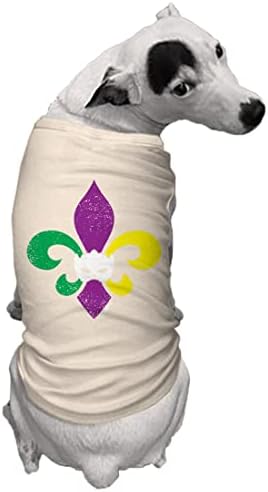 Тениска за кучета Fleur De Lis - Mardi Gras Mask (кралско синьо, средно)
