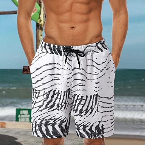 4th of July Плажни къси Панталони за мъже, Ежедневни, Плажни Шорти 2 в 1, Еластичен Колан, Леки Плажни Панталони на Райета